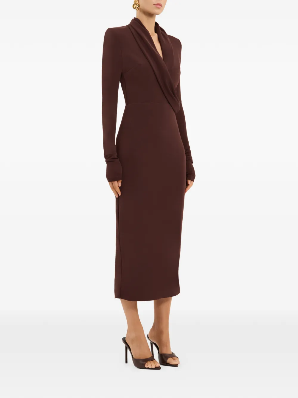 Rebecca Vallance Hazine midi-jurk met lange mouwen Bruin