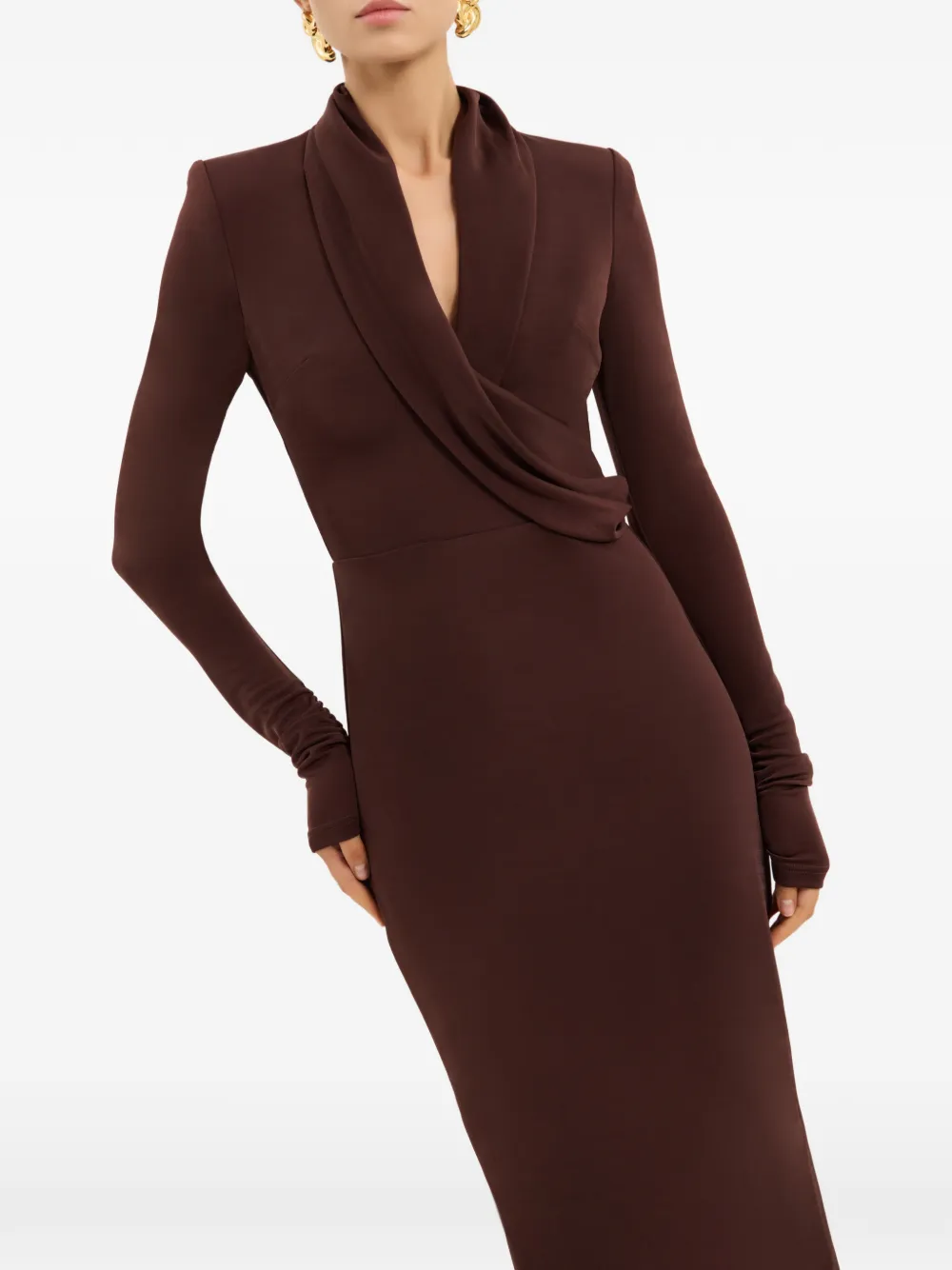 Rebecca Vallance Hazine midi-jurk met lange mouwen Bruin