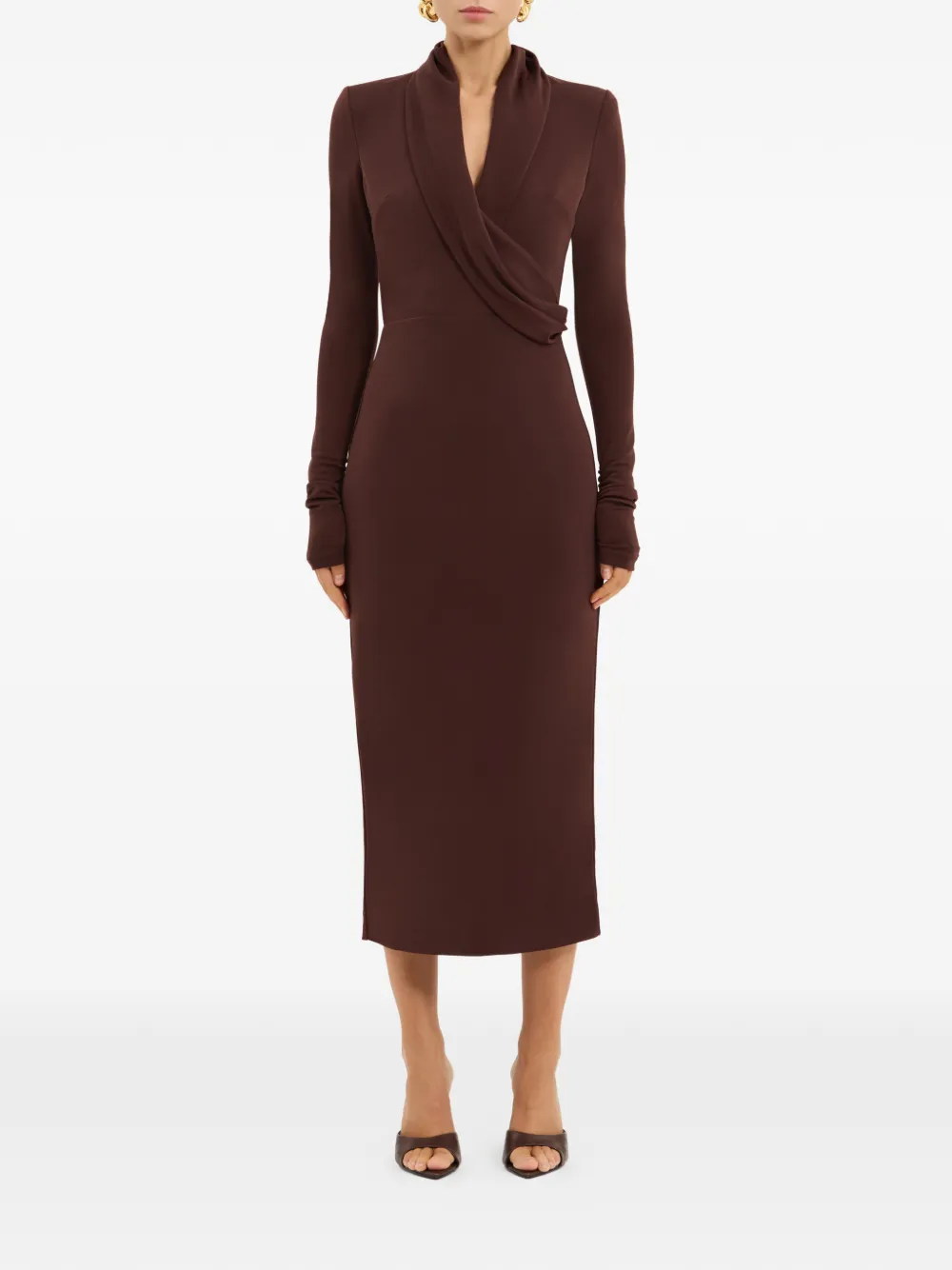 Rebecca Vallance Hazine midi-jurk met lange mouwen Bruin