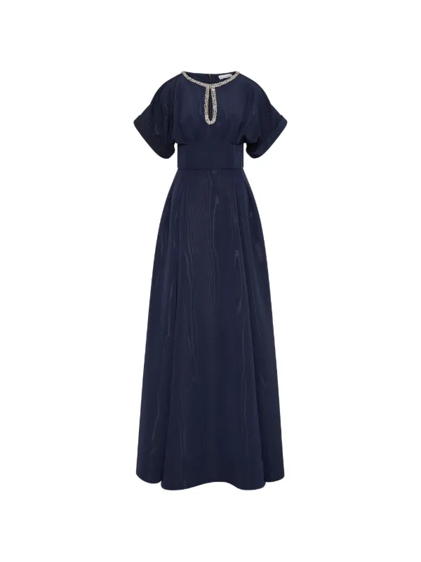 royal purple dresses Cotton Poplin A-Line Detachable Sleeve Flared Midi Dress 60