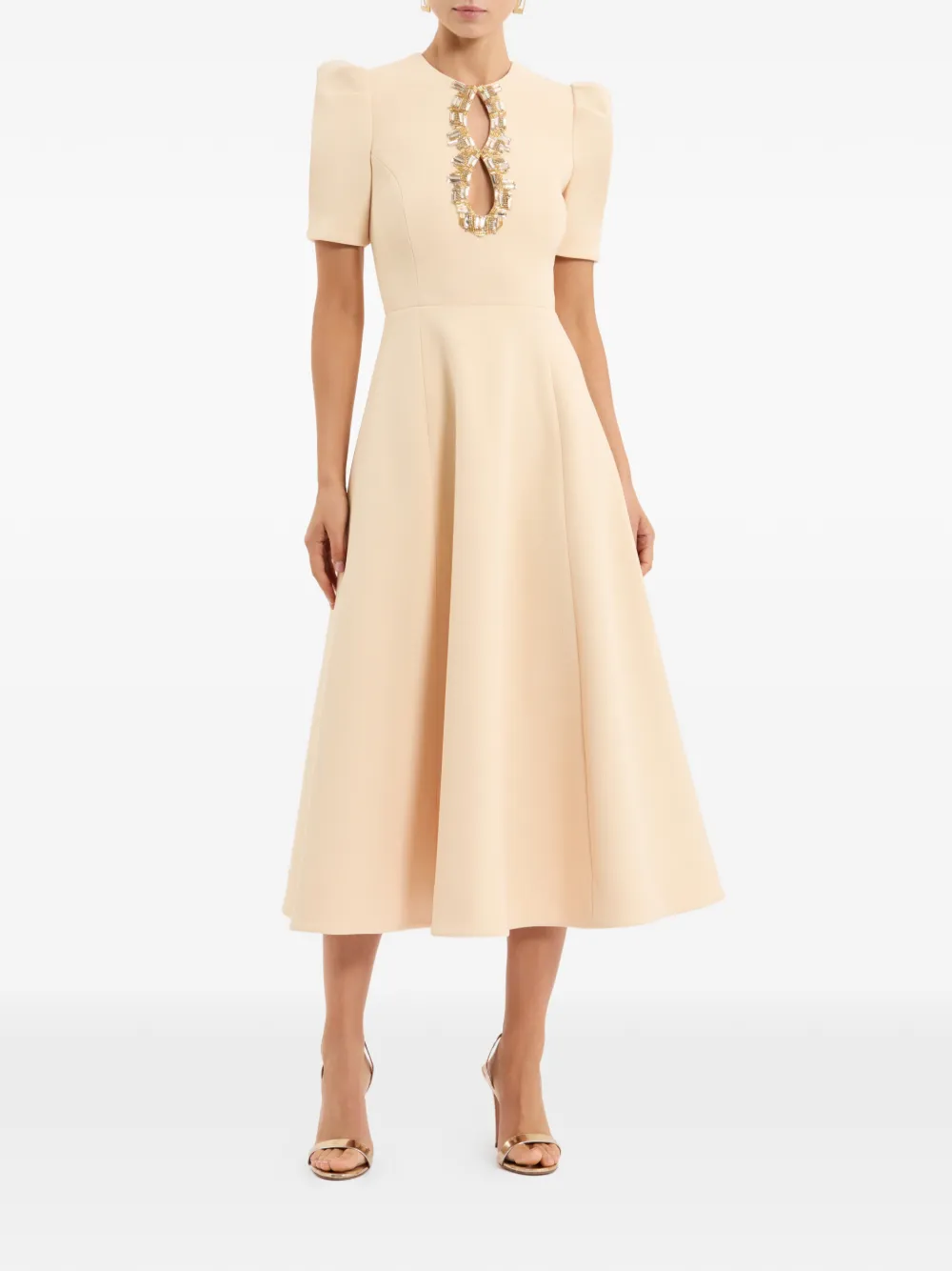 Rebecca Vallance Alexandrite midi-jurk met korte mouwen Beige
