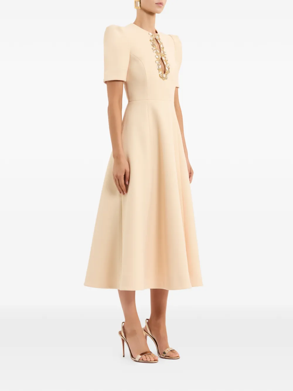 Rebecca Vallance Alexandrite midi-jurk met korte mouwen Beige