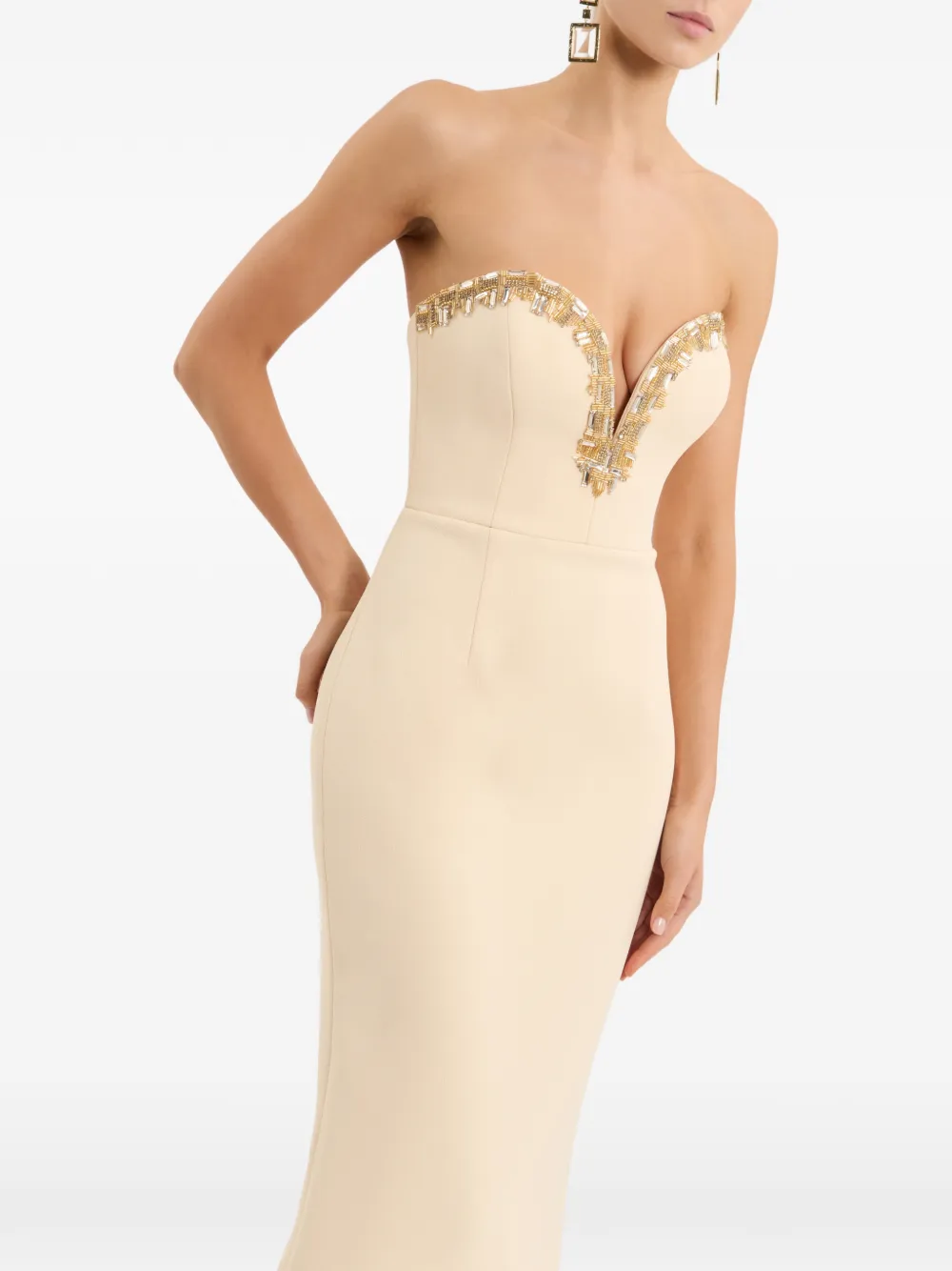 Rebecca Vallance Avondjurk Beige