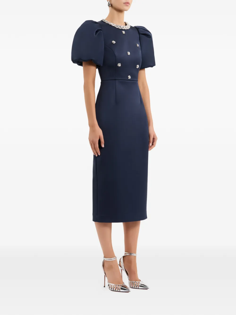 Rebecca Vallance Ayla midi-jurk met eco-twill Blauw