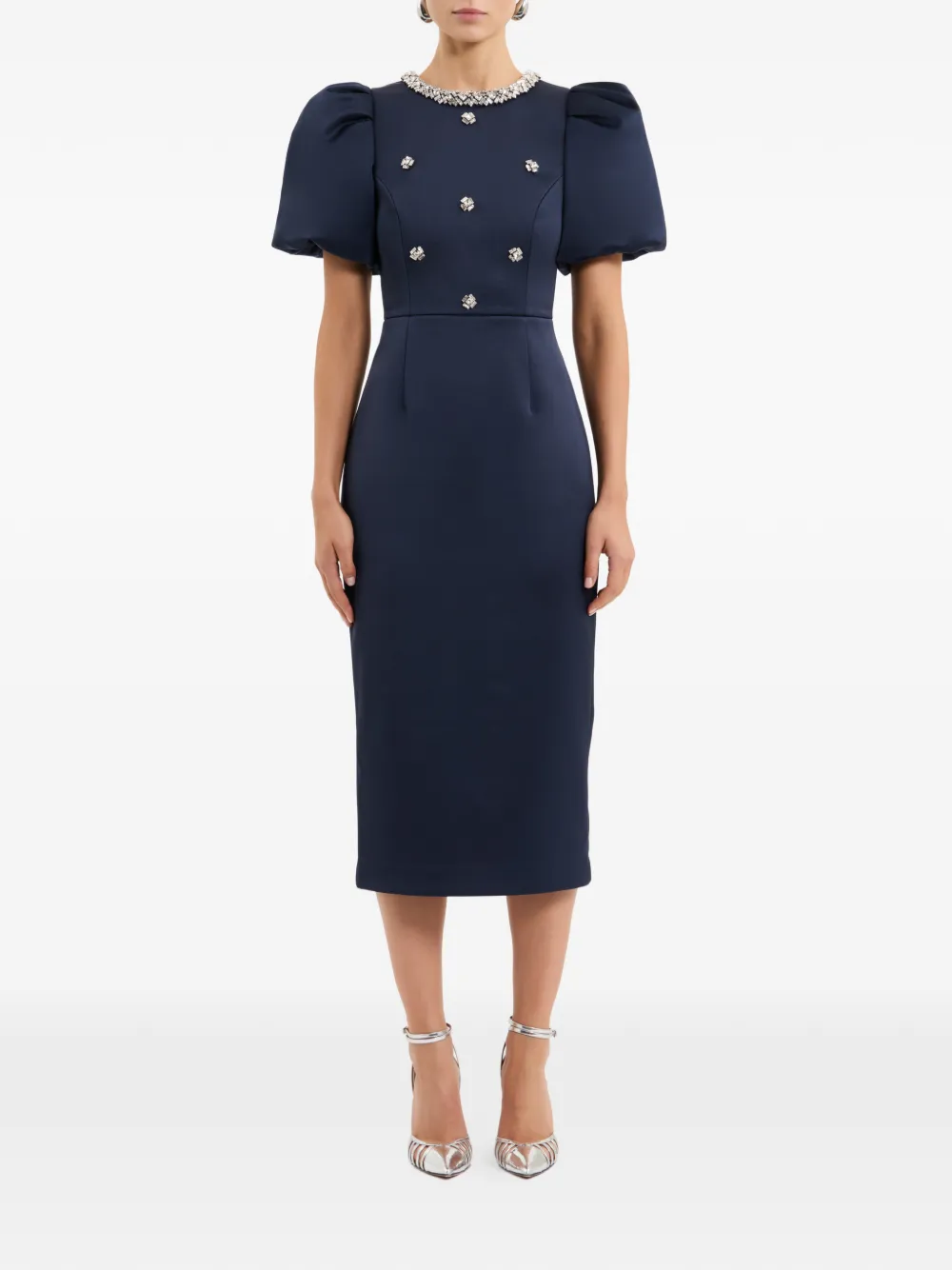 Rebecca Vallance Ayla midi-jurk met eco-twill Blauw