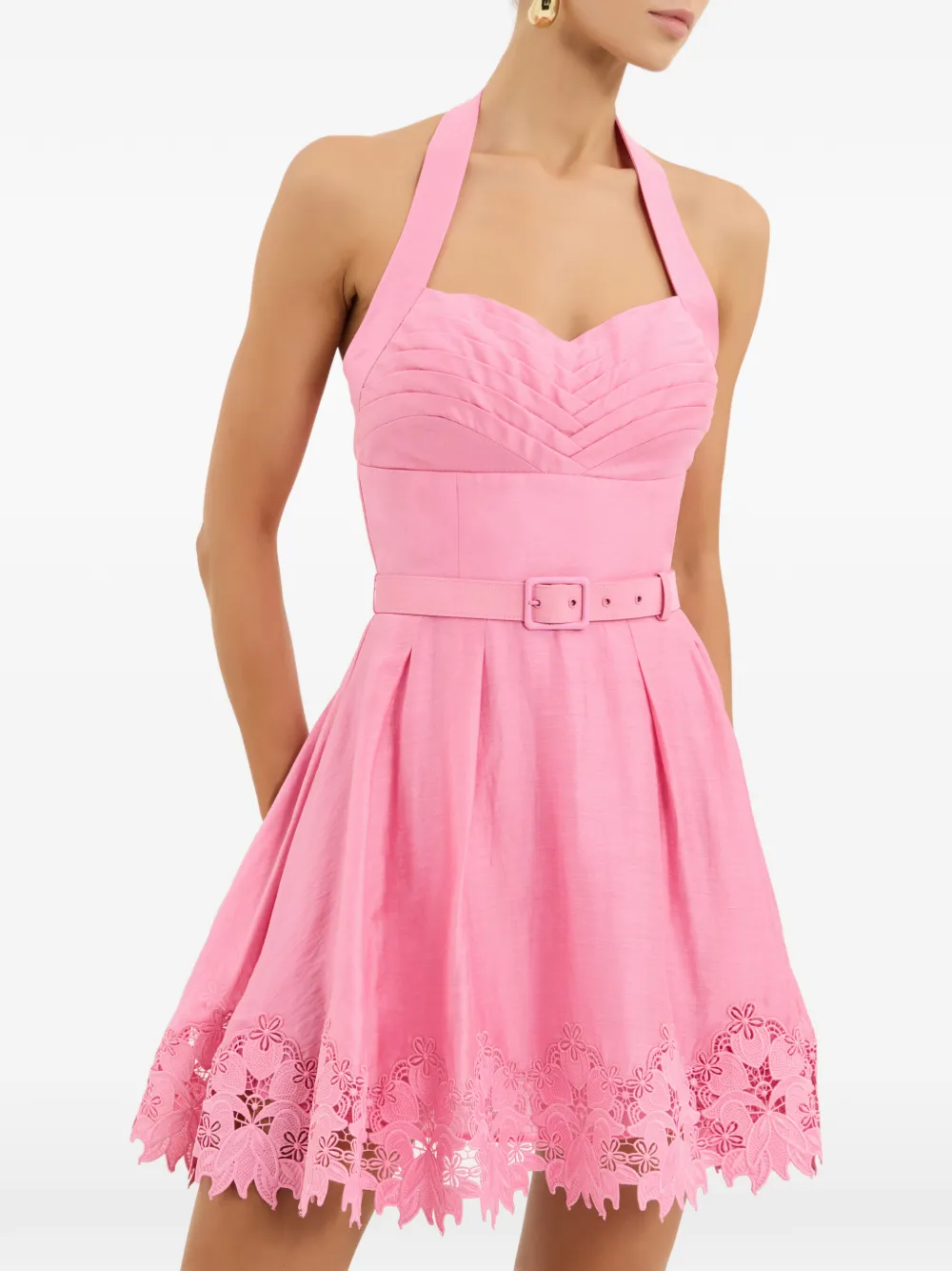 Rebecca Vallance Petalite mini-jurk met halternek Roze
