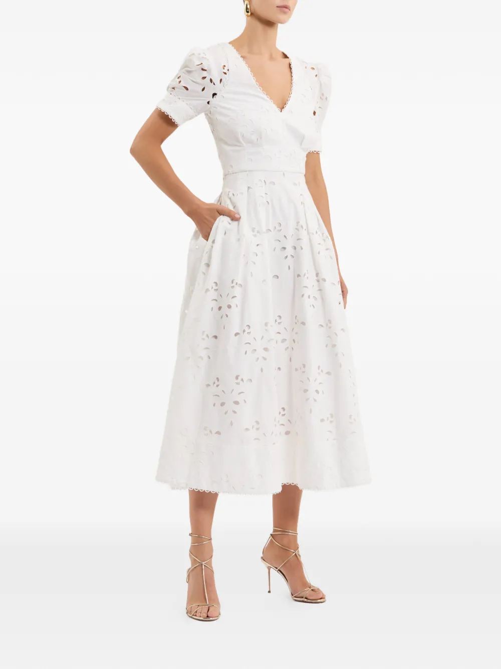 Rebecca Vallance Artesan midi-jurk Wit