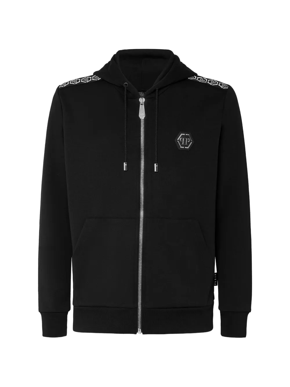 Philipp Plein monogram-print zip-up hoodie - Nero