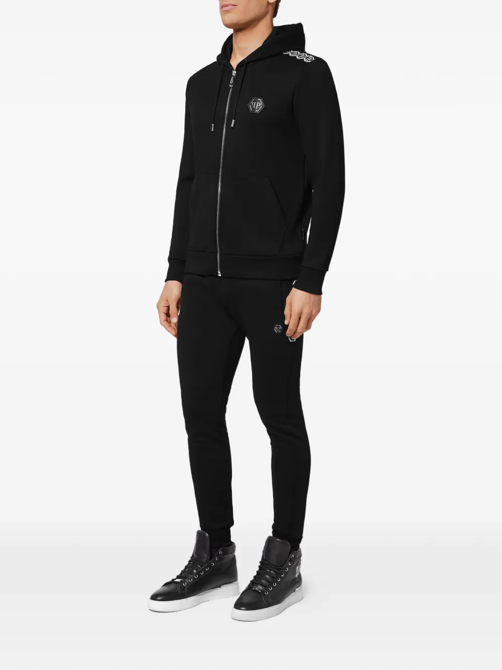 Philipp Plein Hoodie met monogramprint Zwart