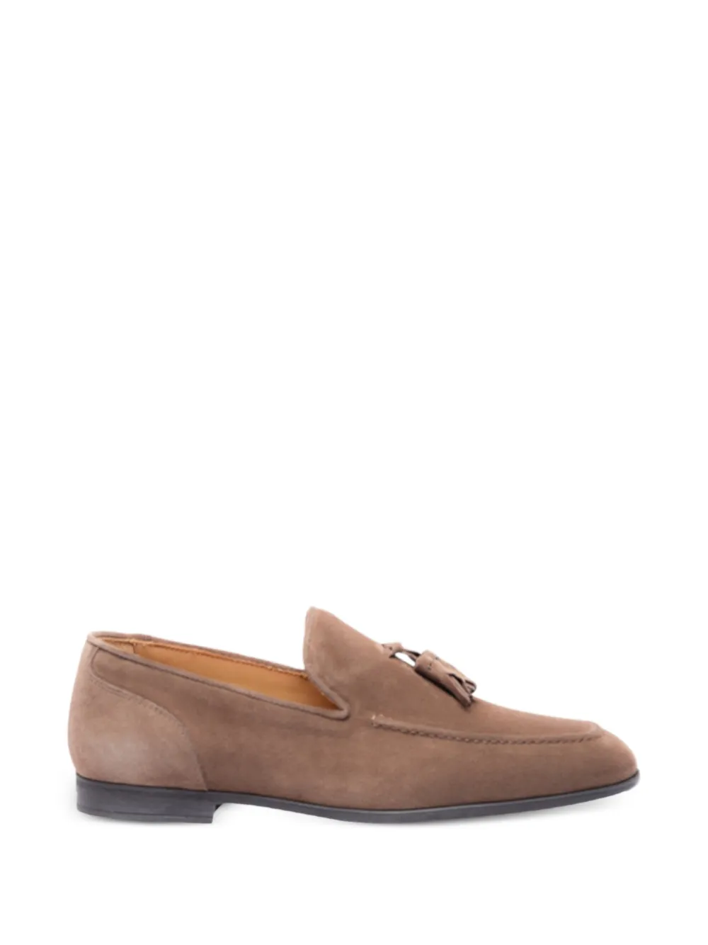 a.testoni tassel-detail suede loafers - Marrone