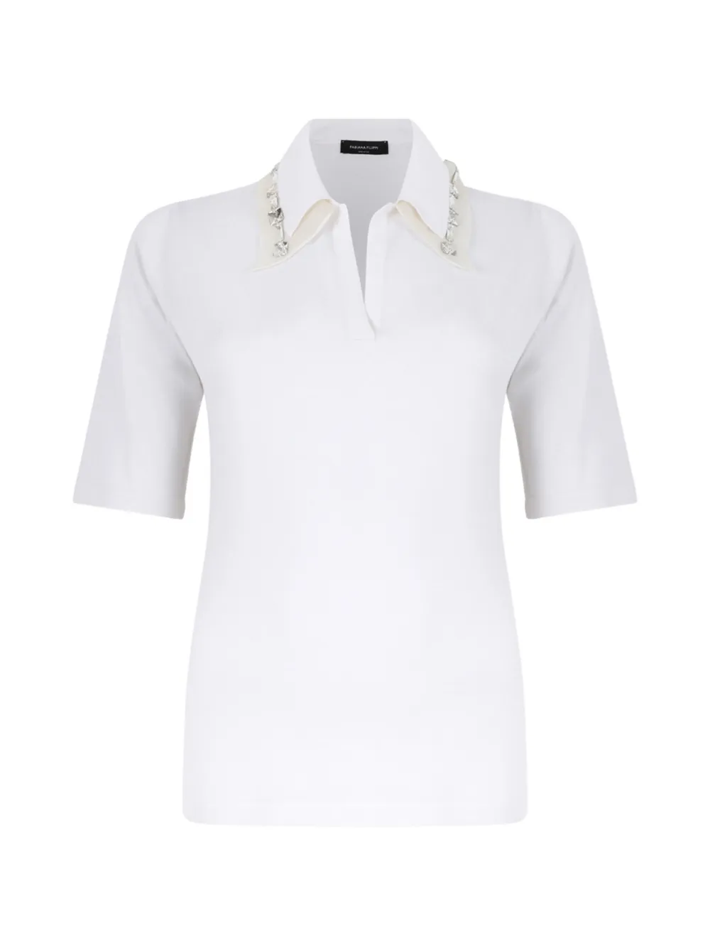 Fabiana Filippi crystal-embellished polo-collar T-shirt - Weiß