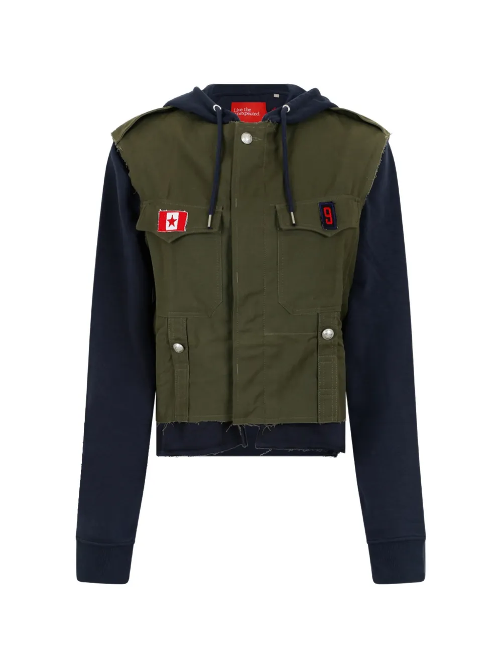 Merci layered-design frayed-edge jacket - Blu