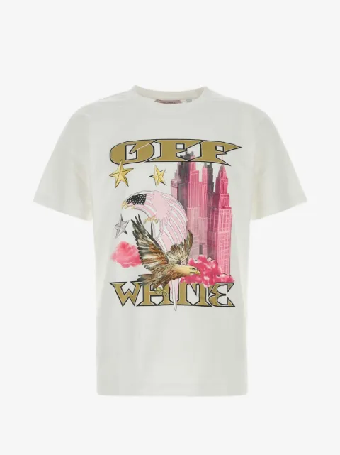 Off-White T-Shirt mit grafischem Print