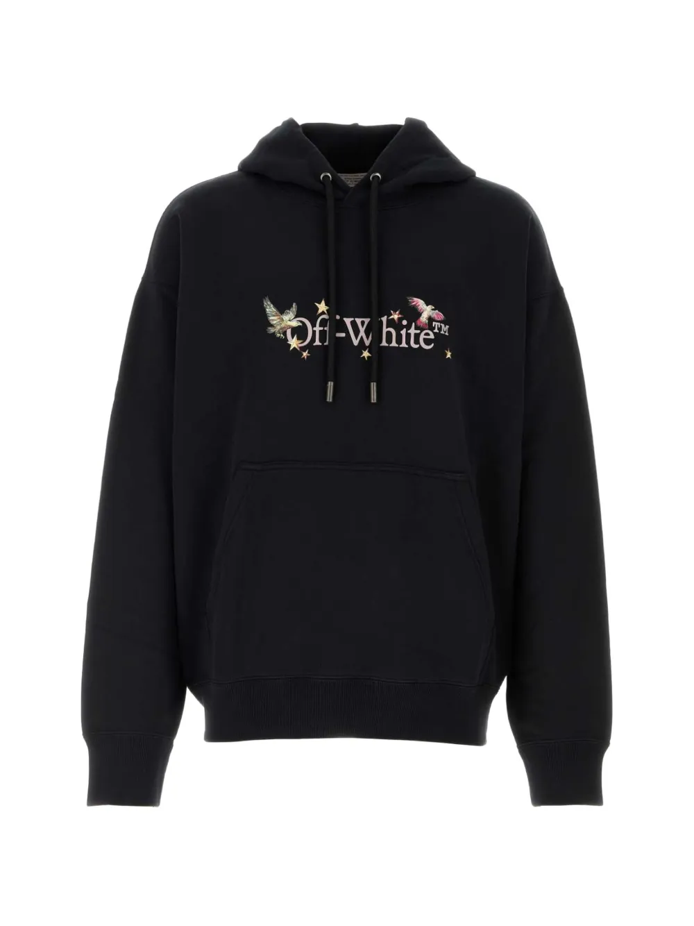 Off-White logo-print cotton hoodie - Schwarz