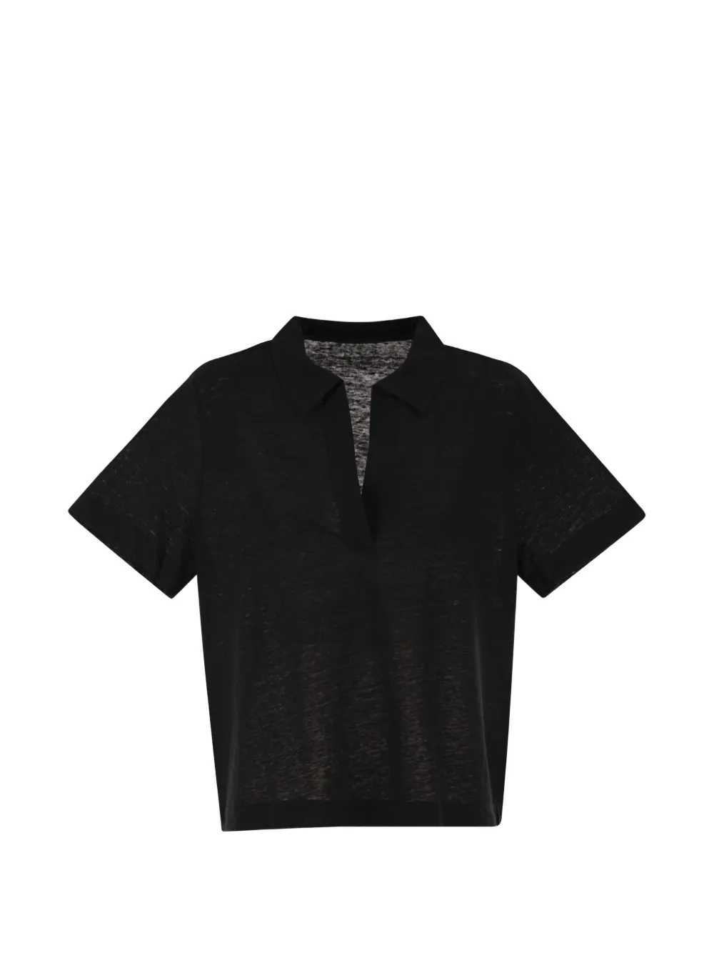 Majestic Filatures cropped V-neck polo shirt - Nero