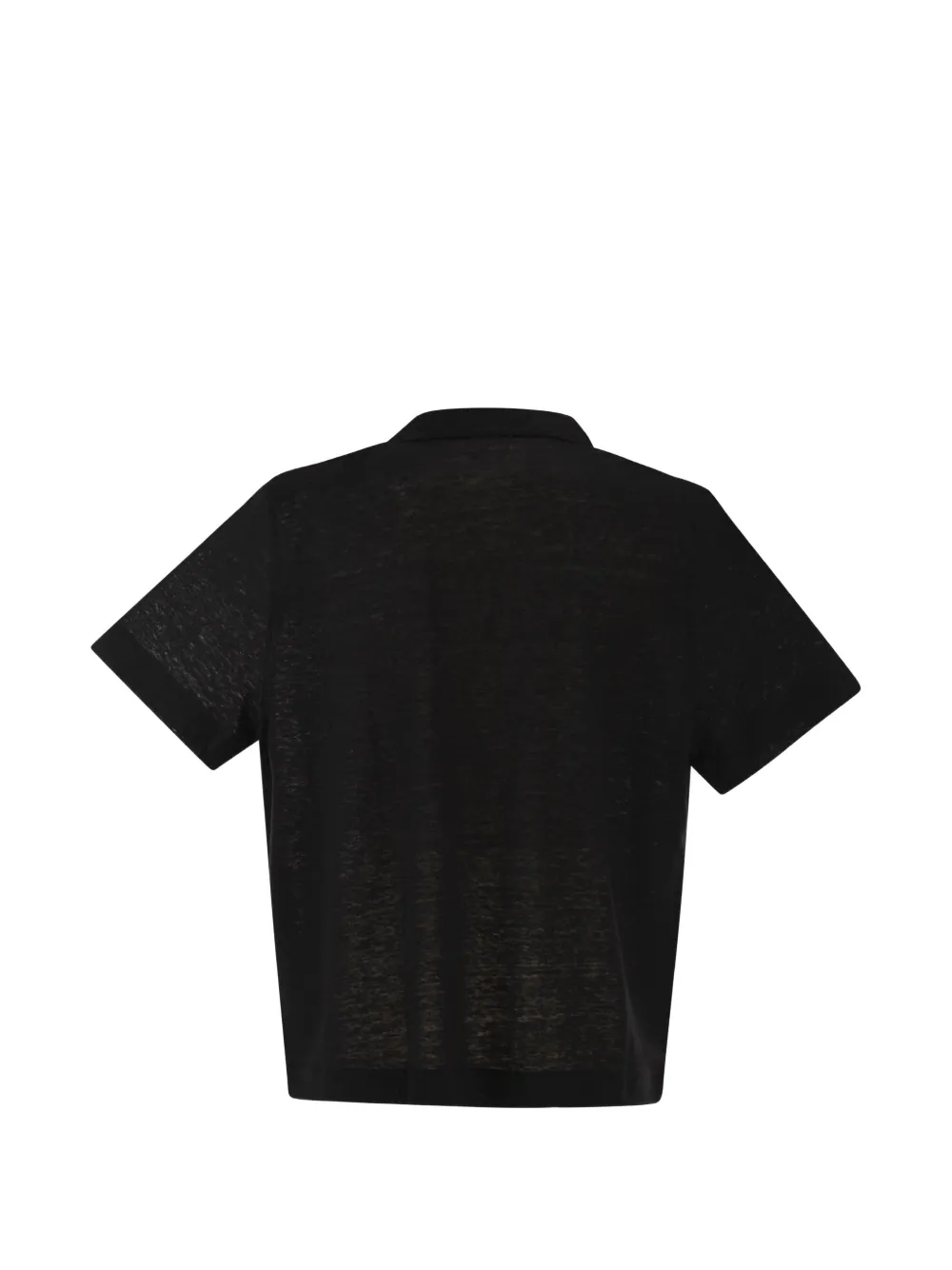 Majestic Filatures Cropped poloshirt met V-hals Zwart