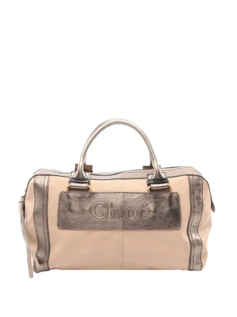 Chloé Pre-Owned bolso boston de lona metalizado con logo 2010-2026