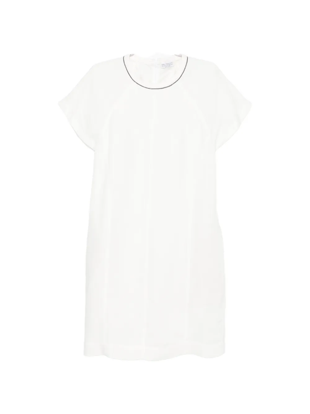 Brunello Cucinelli monili-trim raglan-sleeve MINI dress - Bianco
