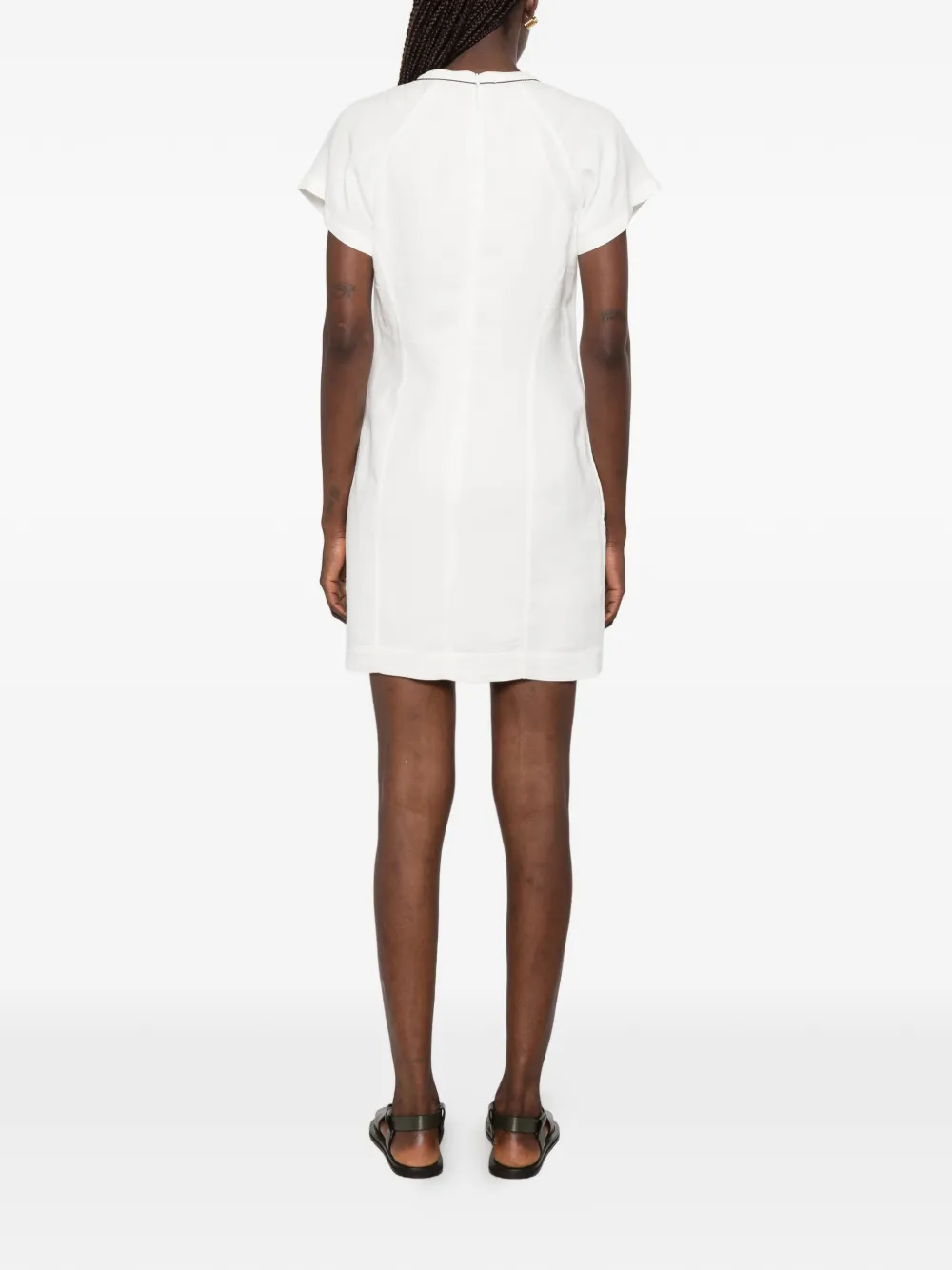 Brunello Cucinelli Mini-jurk met raglan mouwen en monili afwerking Wit