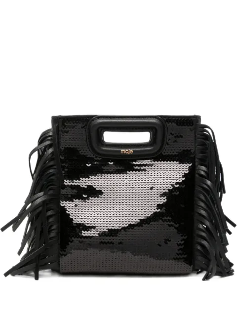 Maje mini Shine sequin-embellished fringed tote bag