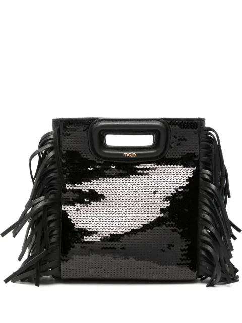Maje mini Shine sequin-embellished fringed tote bag