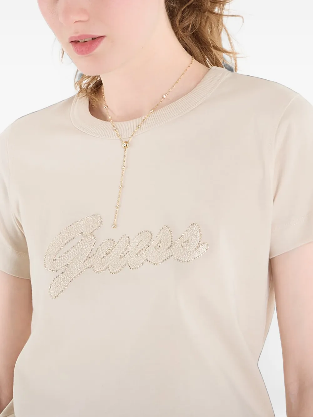 GUESS USA T-shirt met logo Beige