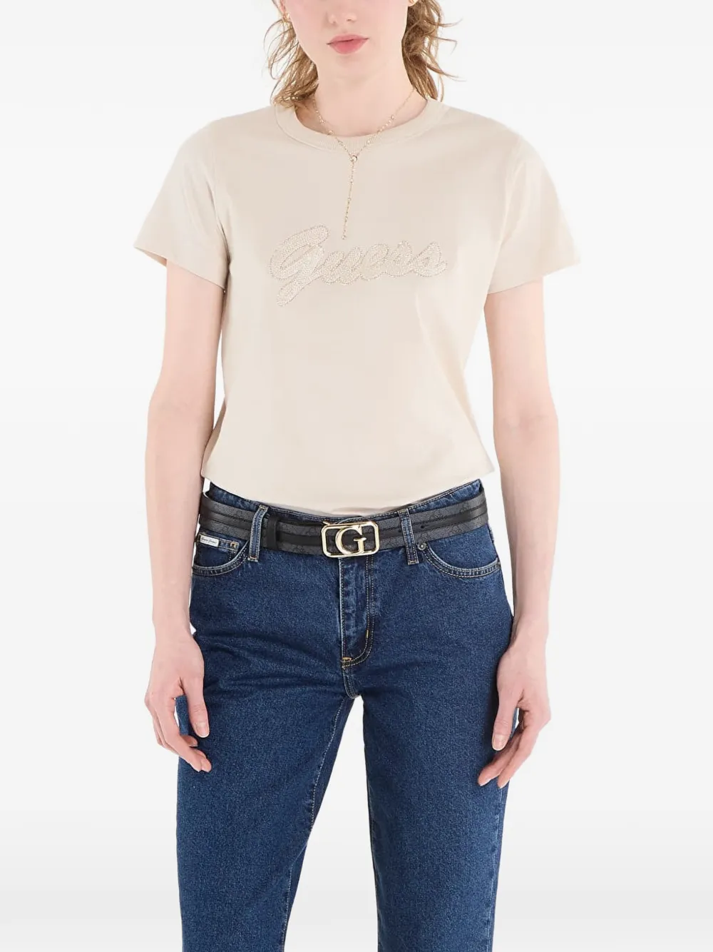 GUESS USA logo T-shirt - Nude
