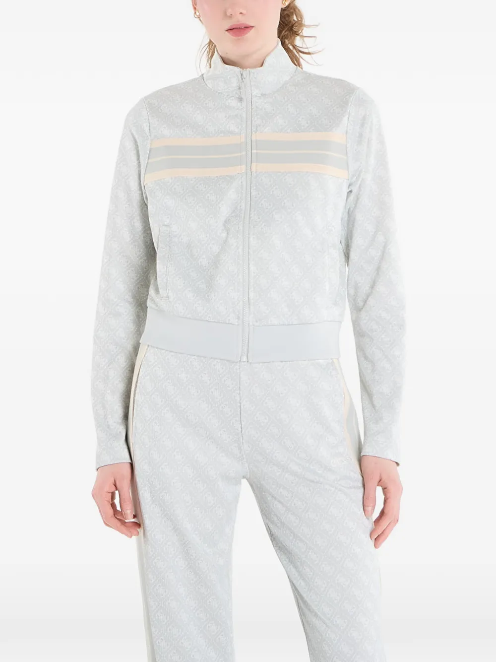 GUESS USA logo-print zip-up jacket - Grigio