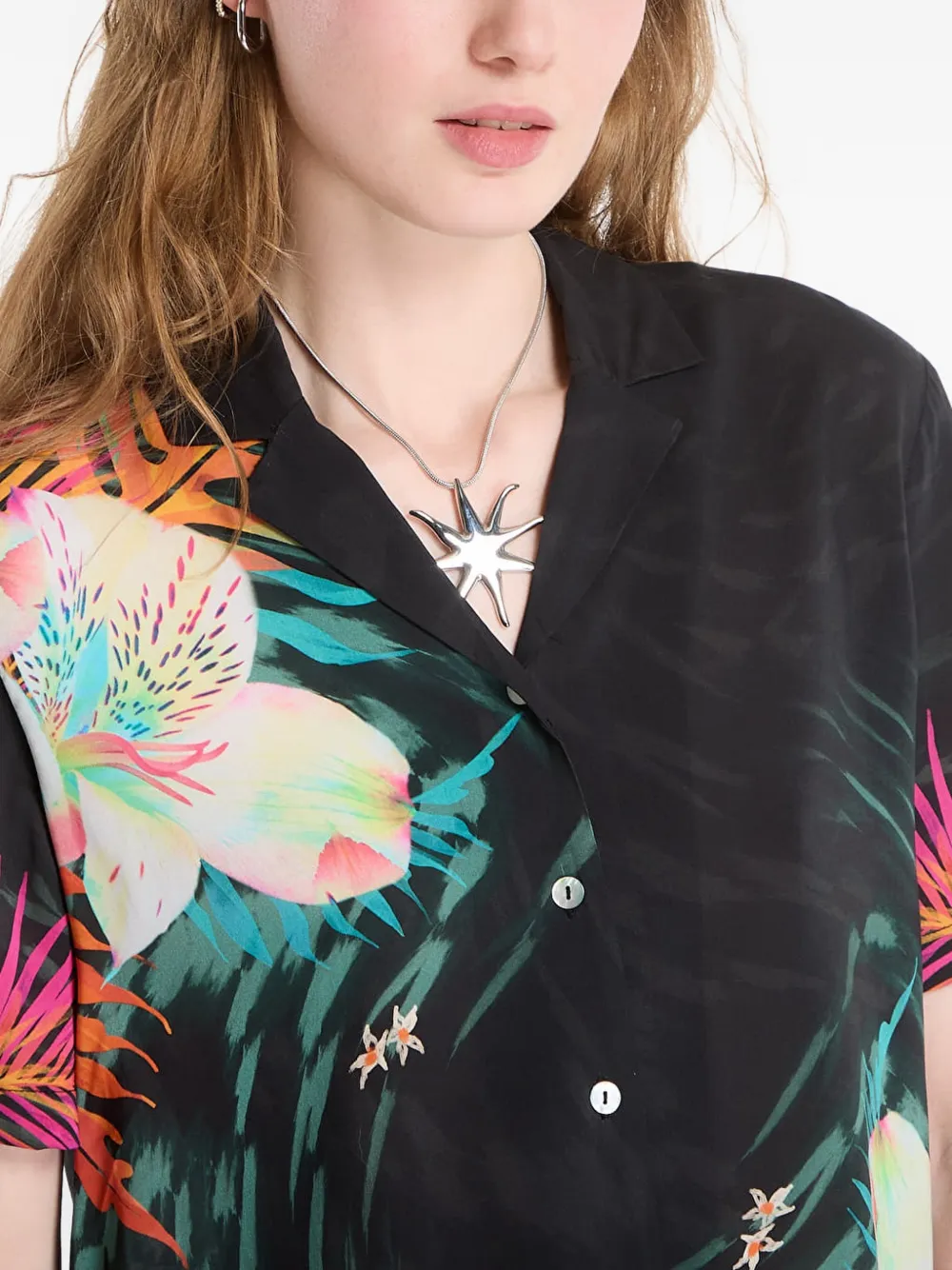 Desigual Overhemd met bloemenprint Zwart