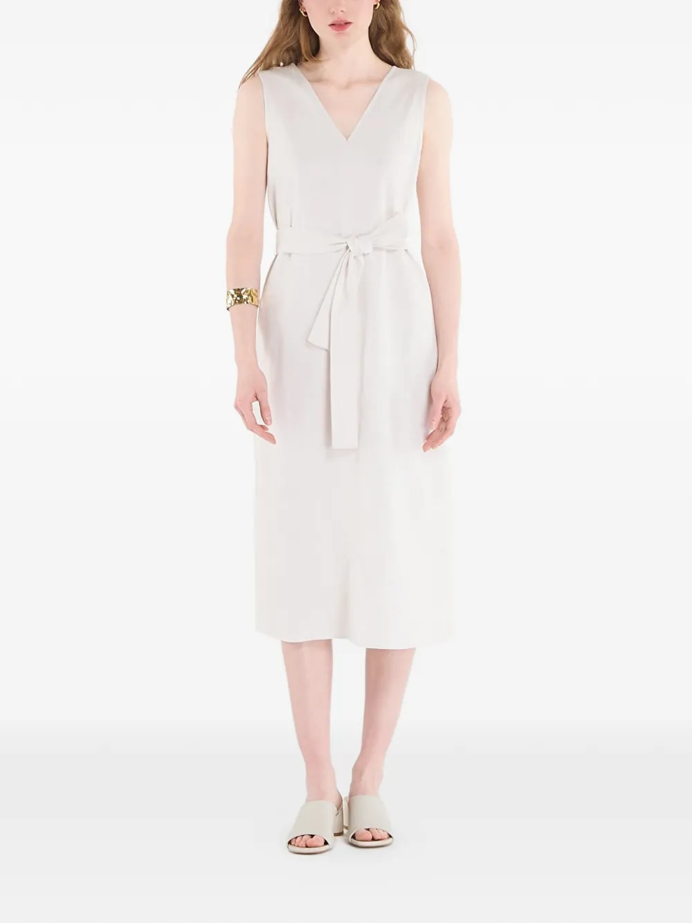 Calvin Klein belted V-neck dress - Toni neutri