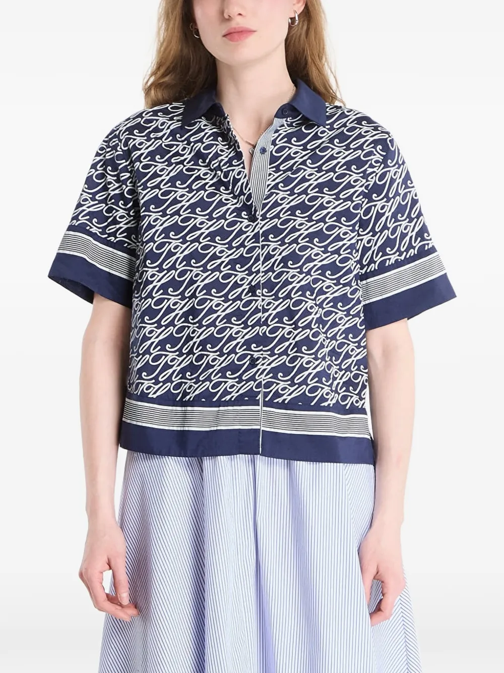 Tommy Hilfiger monogram-print short-sleeve shirt - Blu