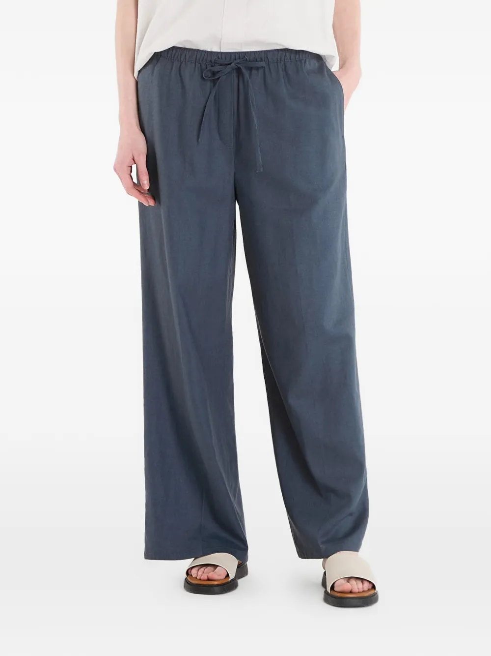 Calvin Klein drawstring wide-leg linen trousers - Blau