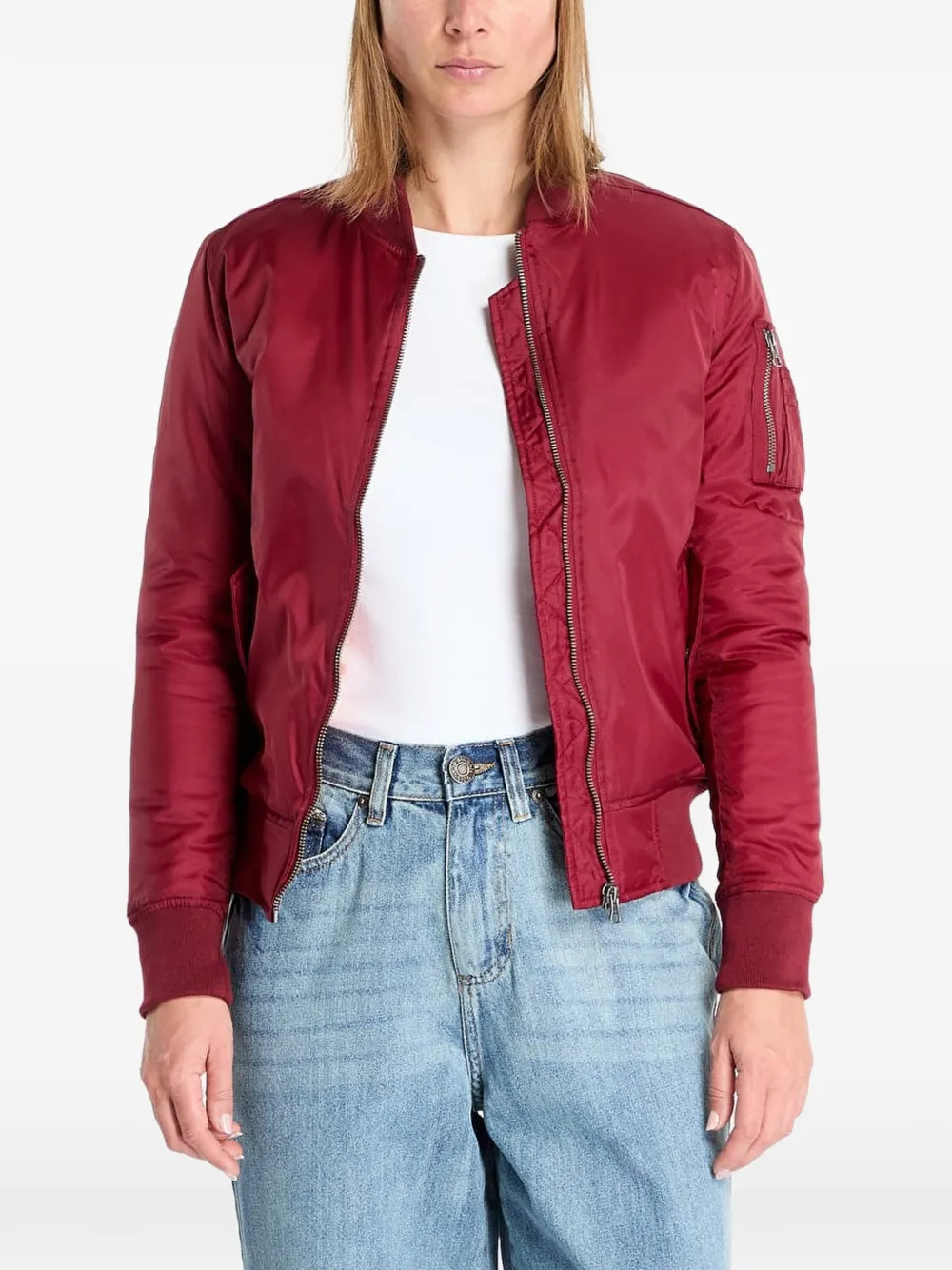 Urban Classics Bomberjacke mit Reißverschlusstaschen - Rot
