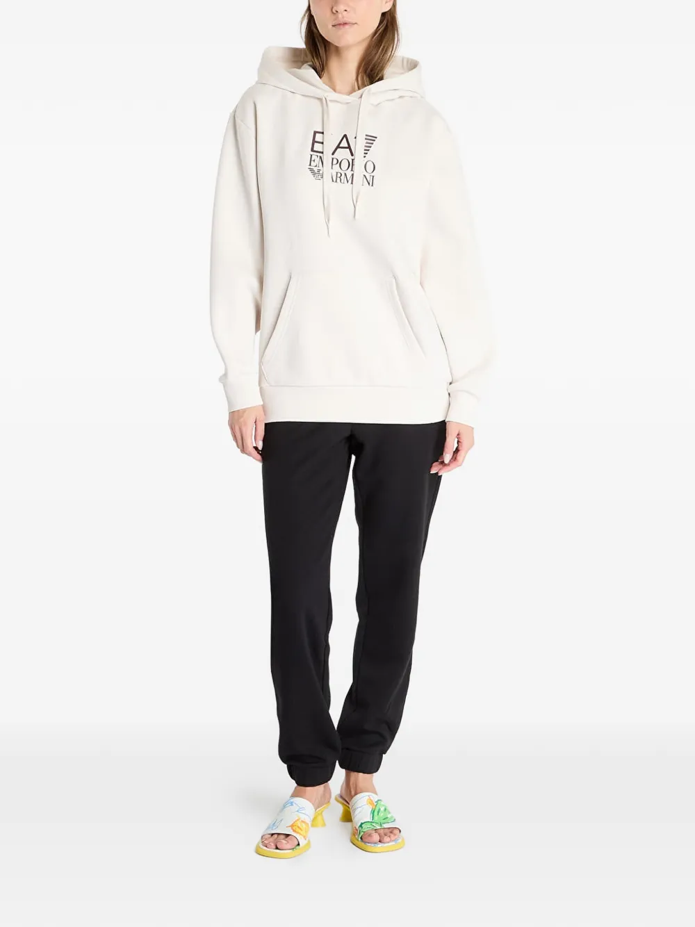Ea7 Emporio Armani Hoodie met logoprint Beige