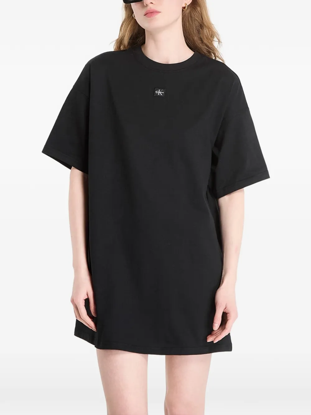 Calvin Klein logo-patch T-shirt dress - Nero