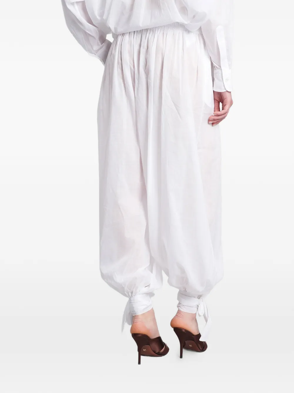 THE ANDAMANE Noor broek met elastische taille en striksluiting Wit