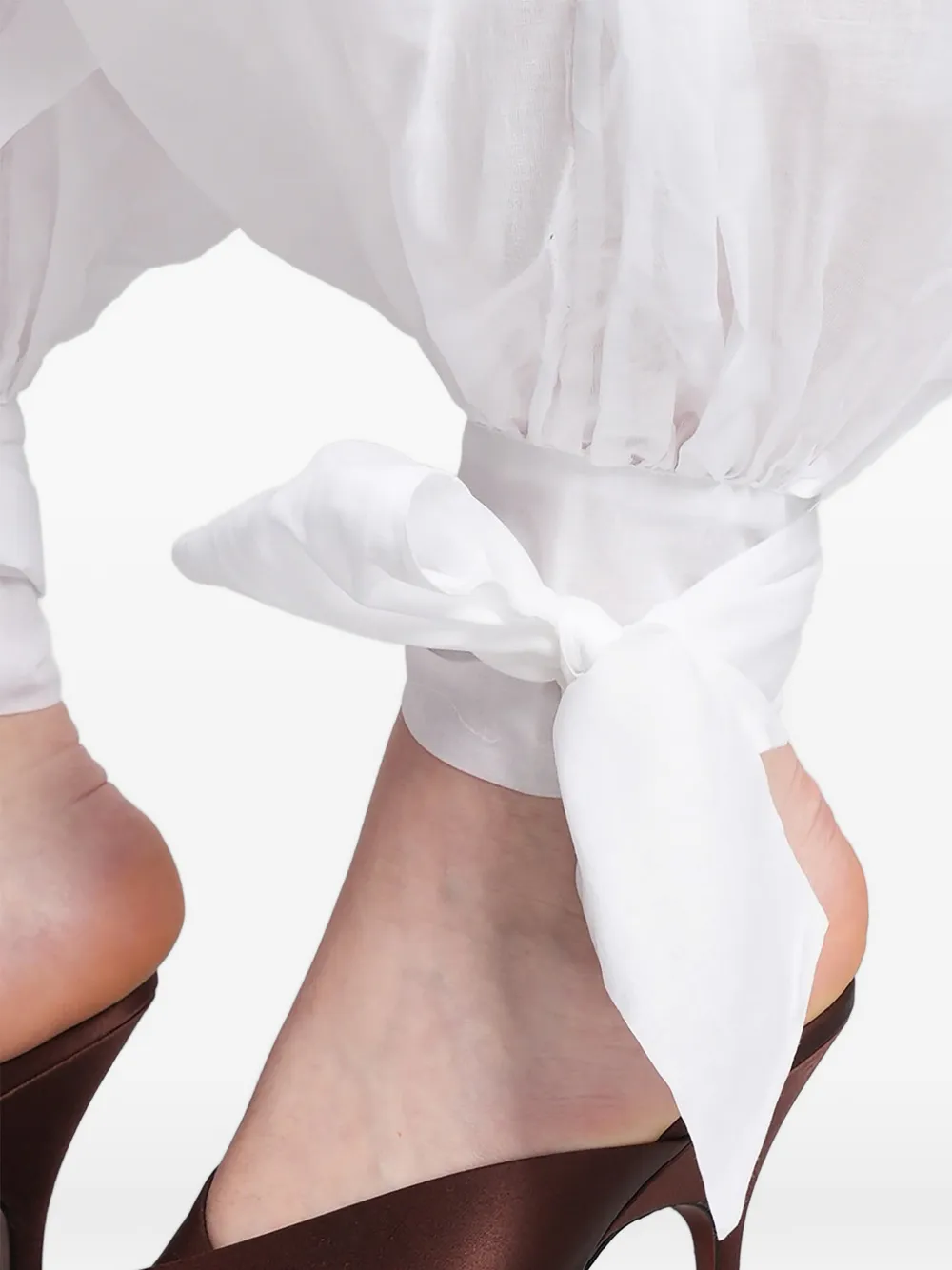 THE ANDAMANE Noor broek met elastische taille en striksluiting Wit