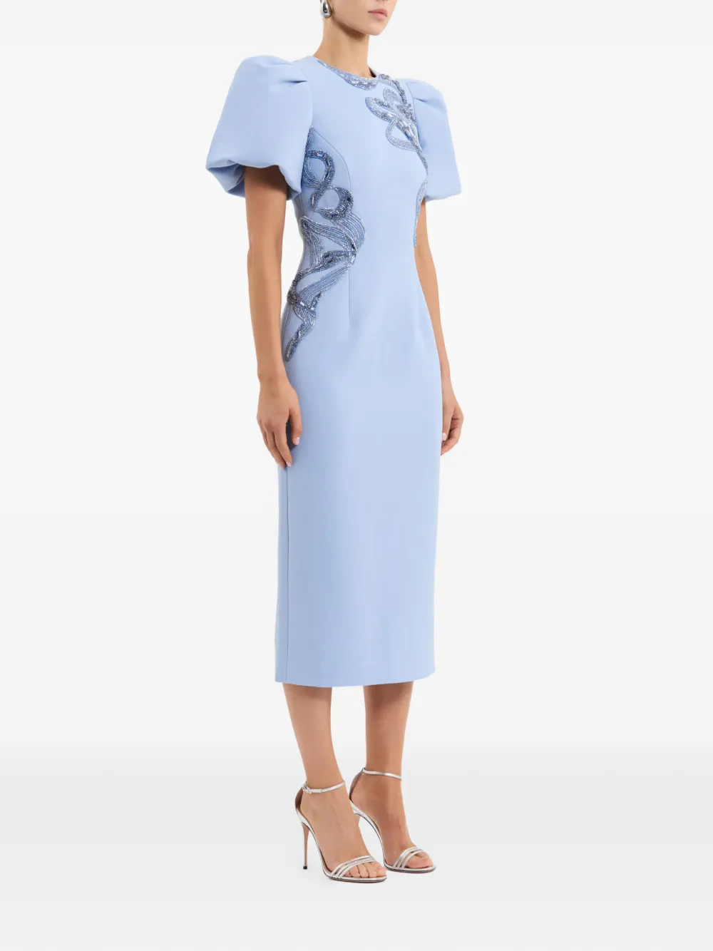 Rebecca Vallance Aylin midi-jurk met pofmouwen Blauw