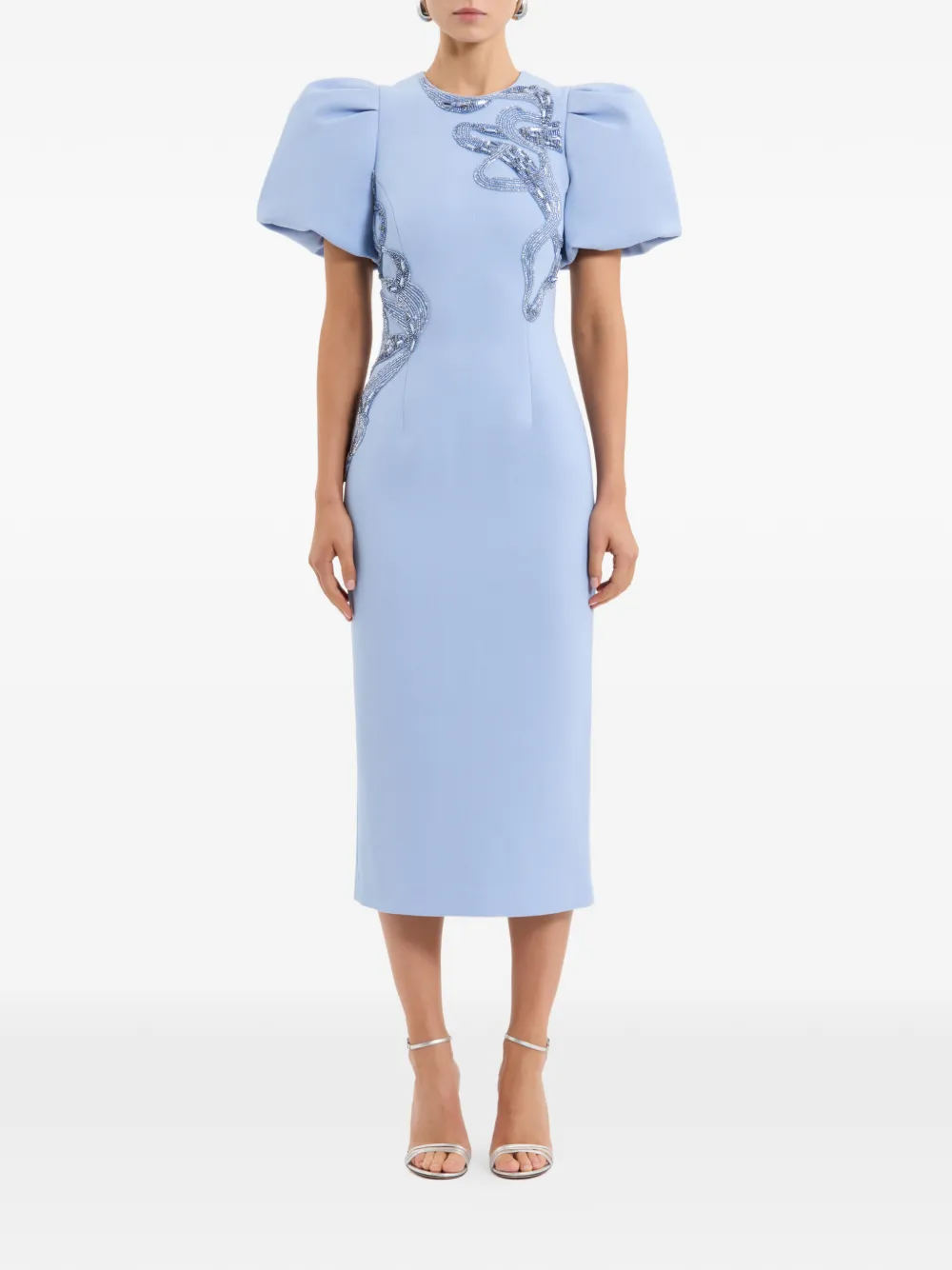 Rebecca Vallance Aylin midi-jurk met pofmouwen Blauw
