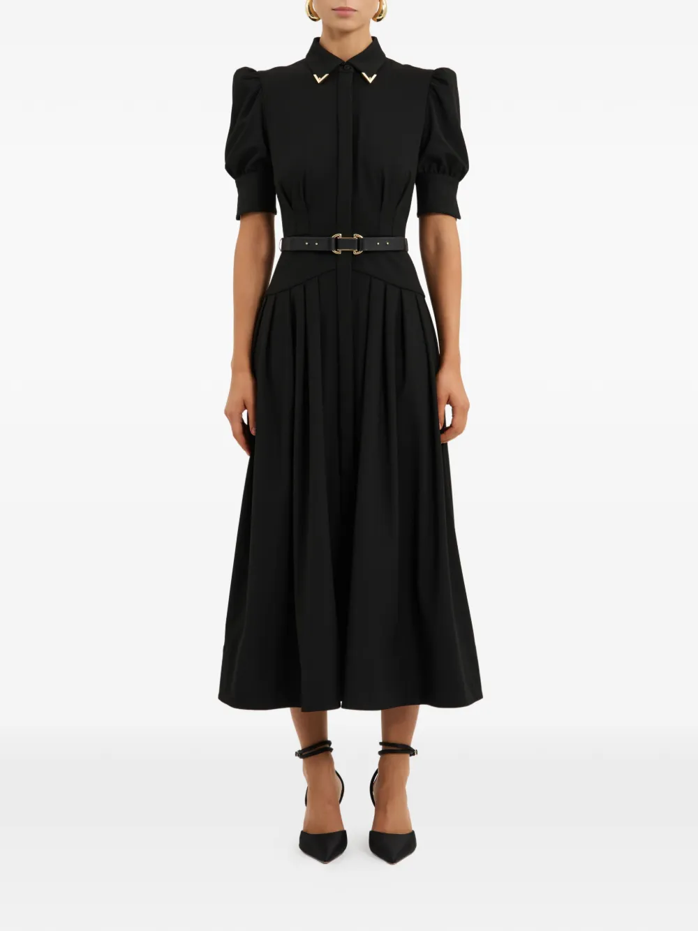 Rebecca Vallance Zendaya midi-jurk met ceintuur Zwart
