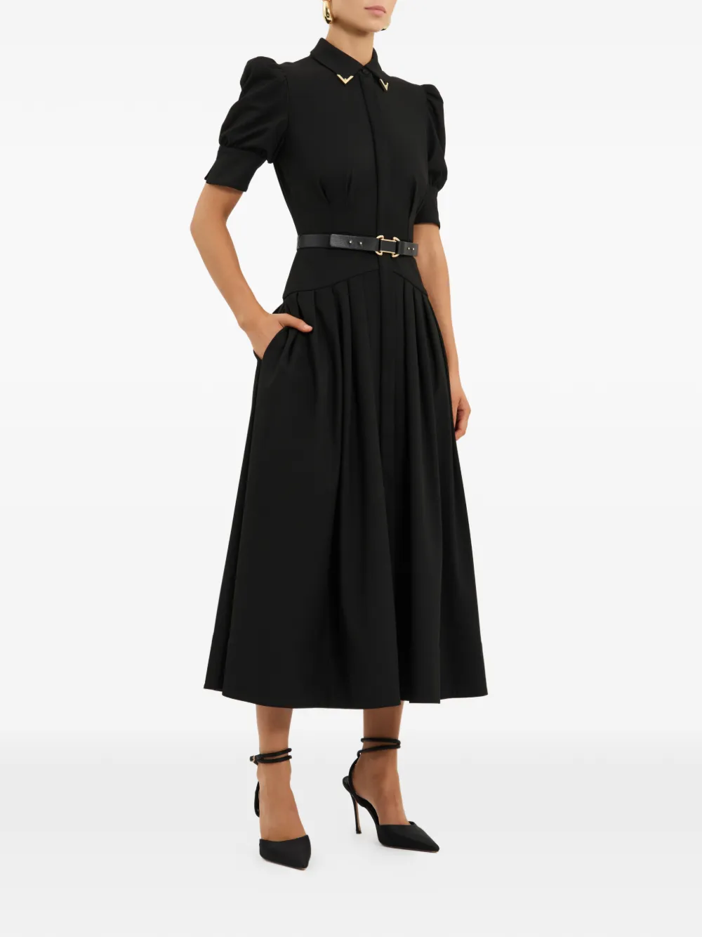 Rebecca Vallance Zendaya midi-jurk met ceintuur Zwart