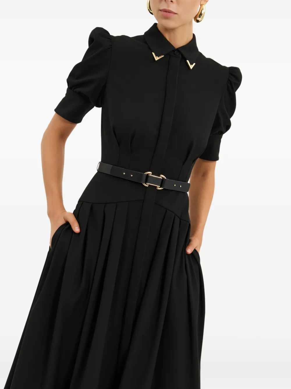 Rebecca Vallance Zendaya midi-jurk met ceintuur Zwart