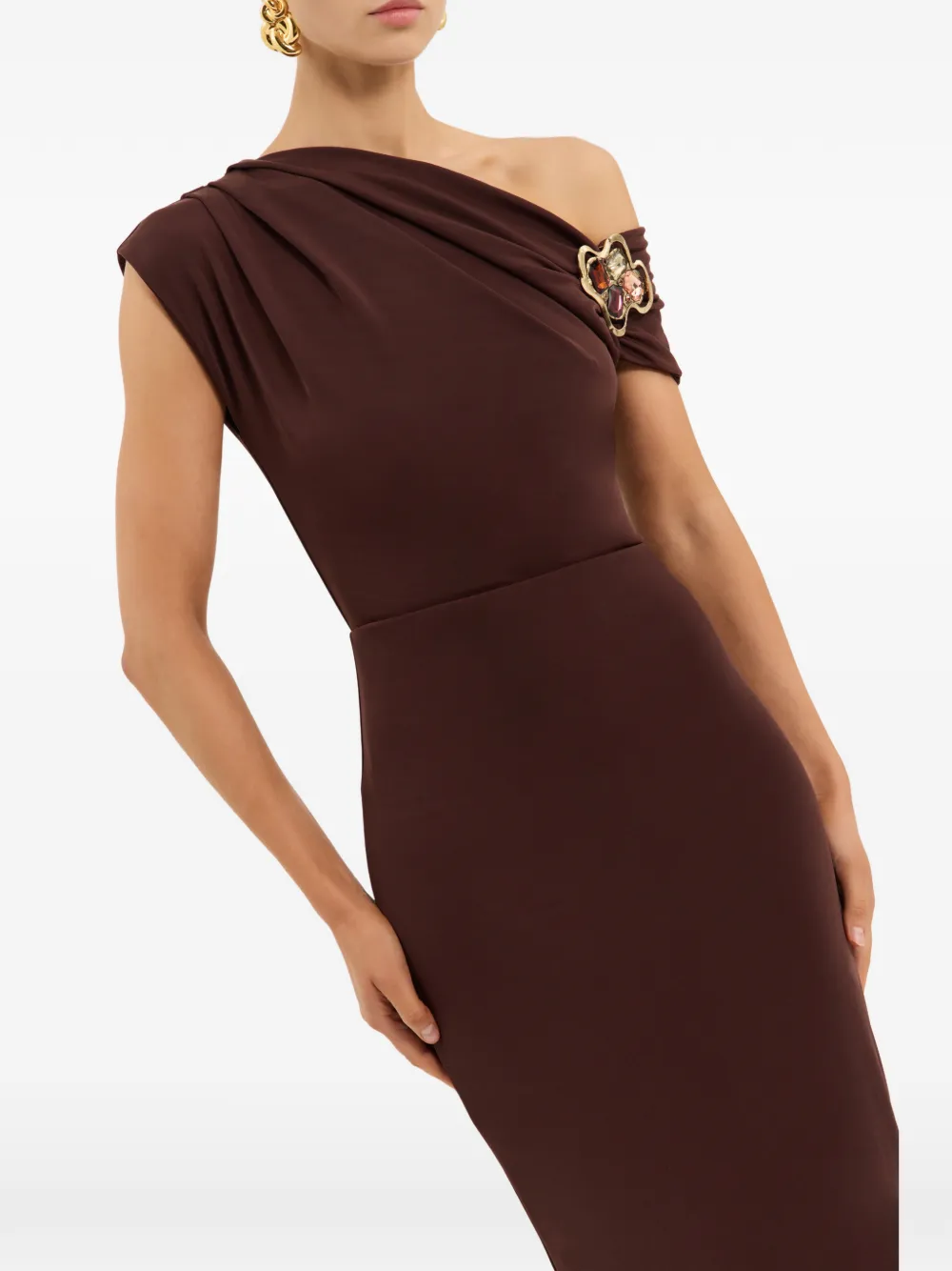 Rebecca Vallance Hazine asymmetrische midi-jurk Bruin
