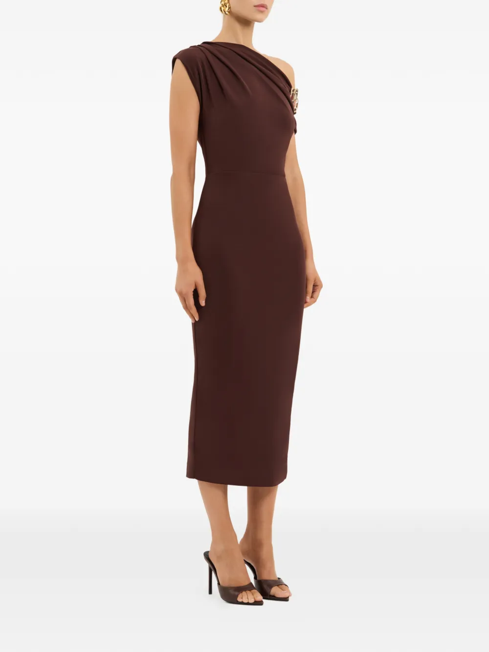 Rebecca Vallance Hazine asymmetrische midi-jurk Bruin