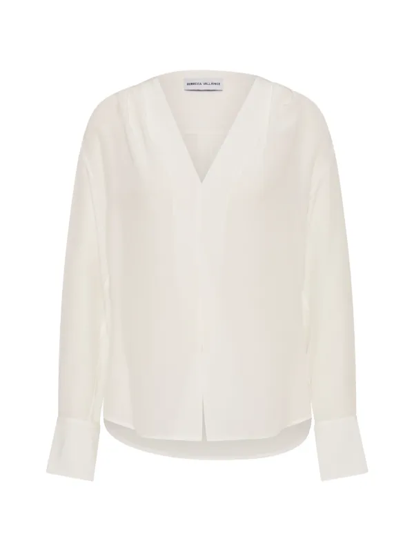 Rebecca Vallance Lavon V-neck Blouse in Neutrals