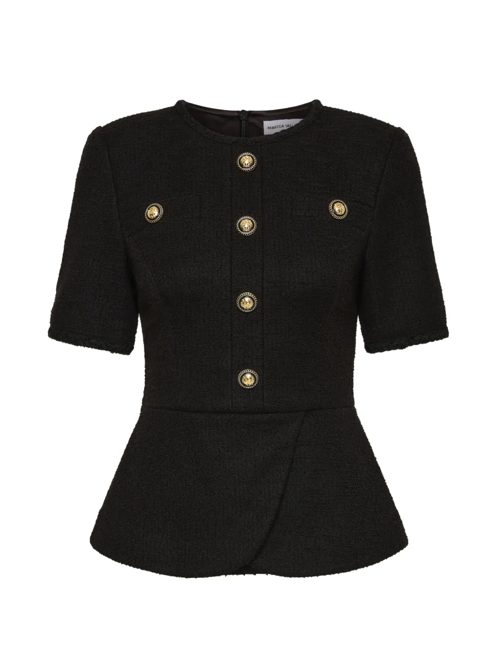 Rebecca Vallance Elvie bouclé peplum top - Black