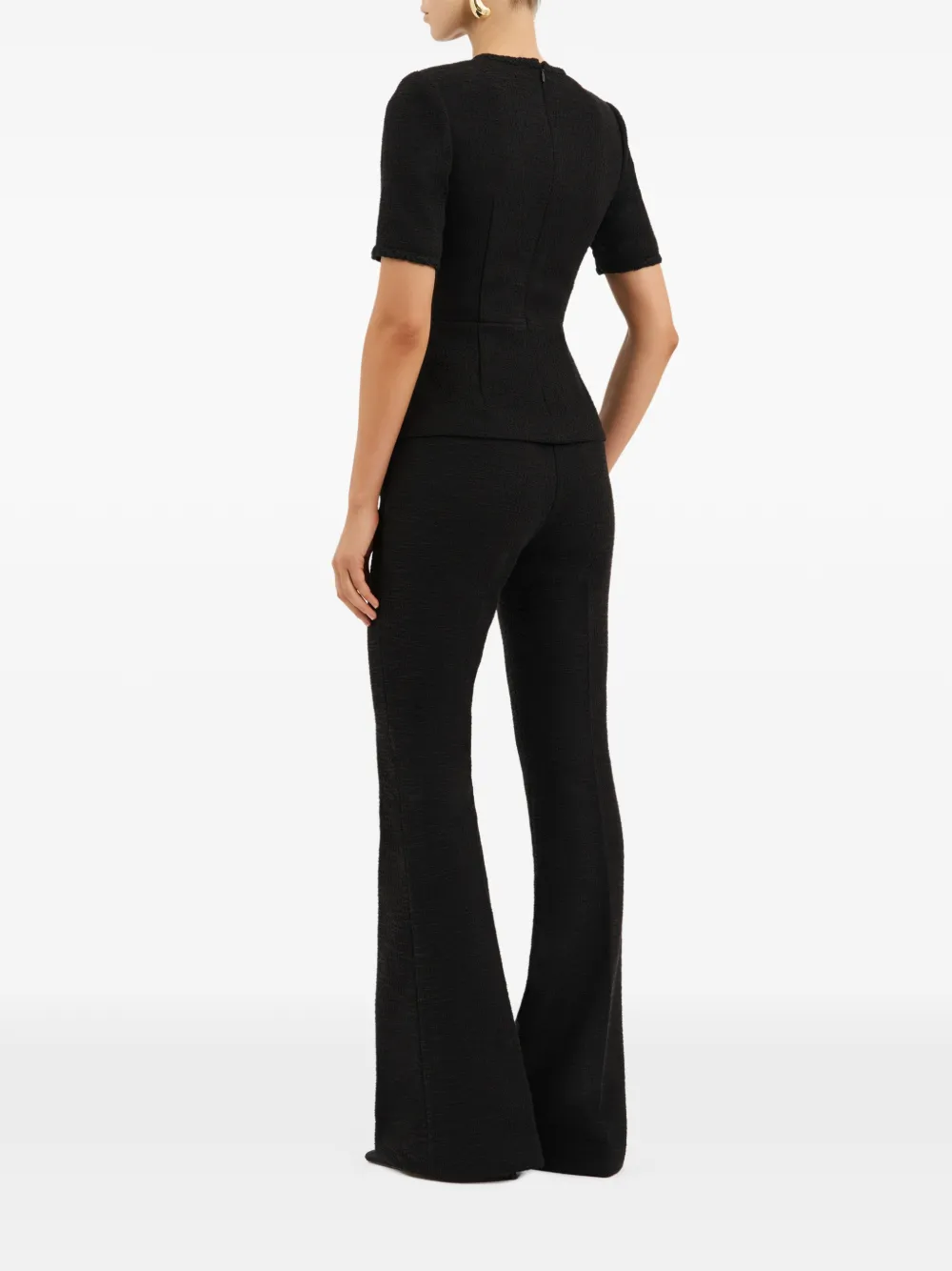 Rebecca Vallance Elvie bouclé peplum top Zwart