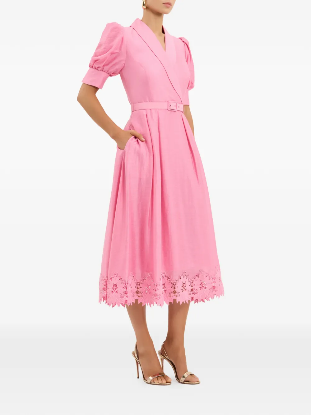 Rebecca Vallance Petalite midi-jurk Roze