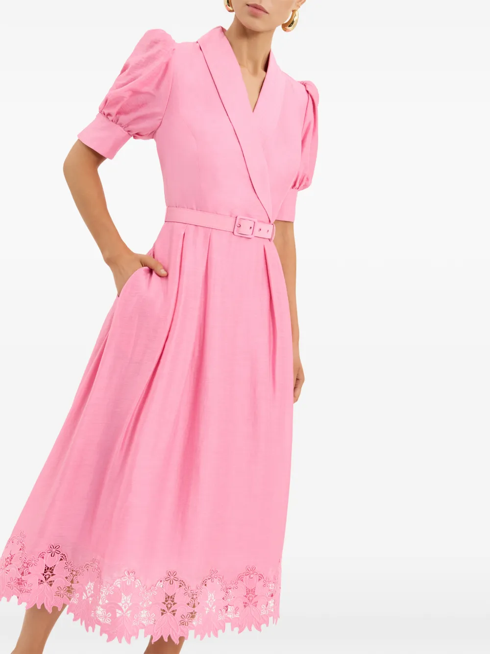 Rebecca Vallance Petalite midi-jurk Roze