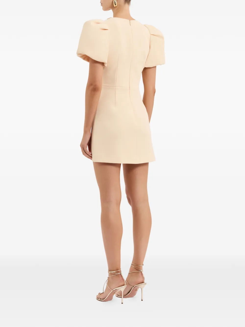 Rebecca Vallance Alexandrite mini-jurk met pofmouwen Beige